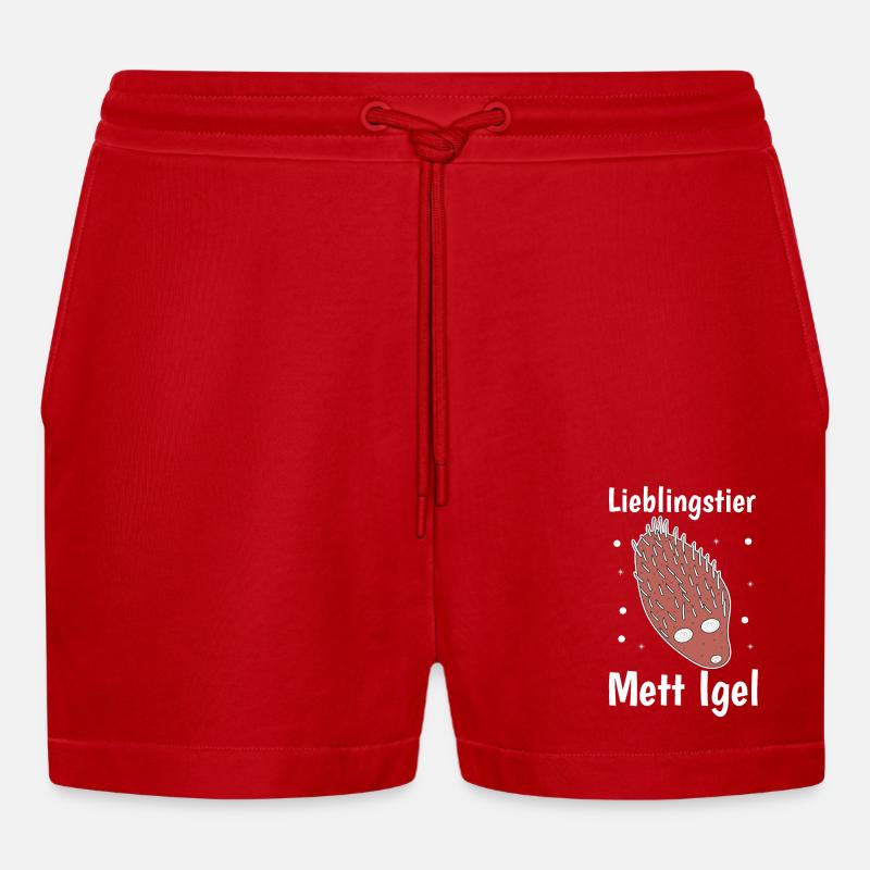 Lieblingstier Mettigel Fleischesser Fleischfresser - Organic Relaxed Cropped Shorts Made in EU - Rot