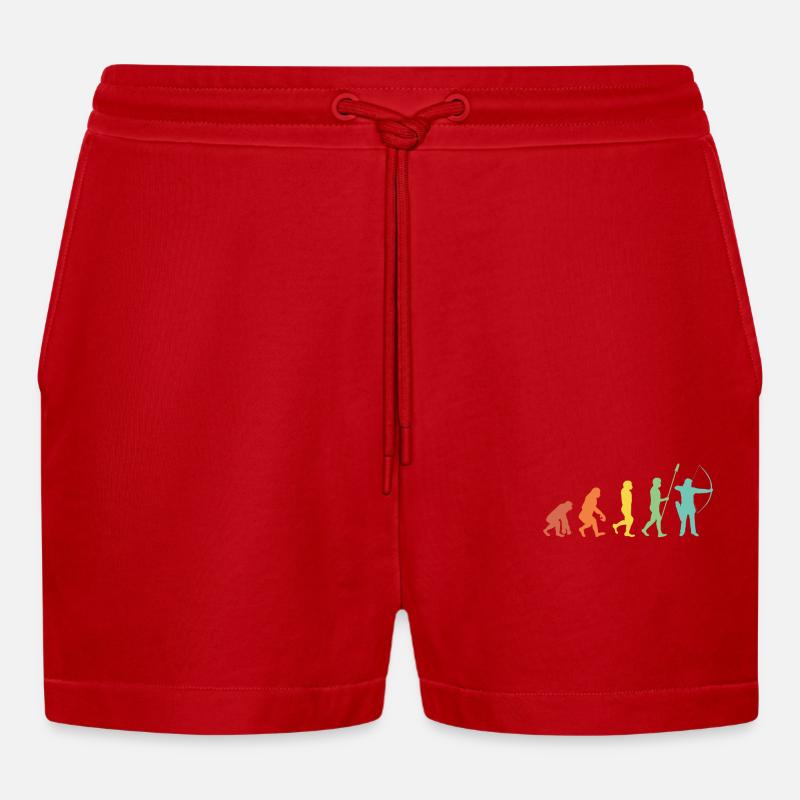 Evolution Bogenschießen Bogenschütze Pfeil Bogen - Short bio décontracté court fabriqué en UE - rouge