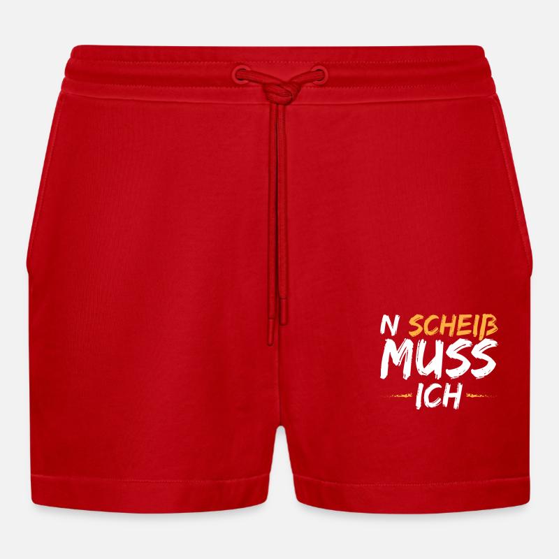 N Scheiss muss ich - Organic Relaxed Cropped Shorts Made in EU - Rot