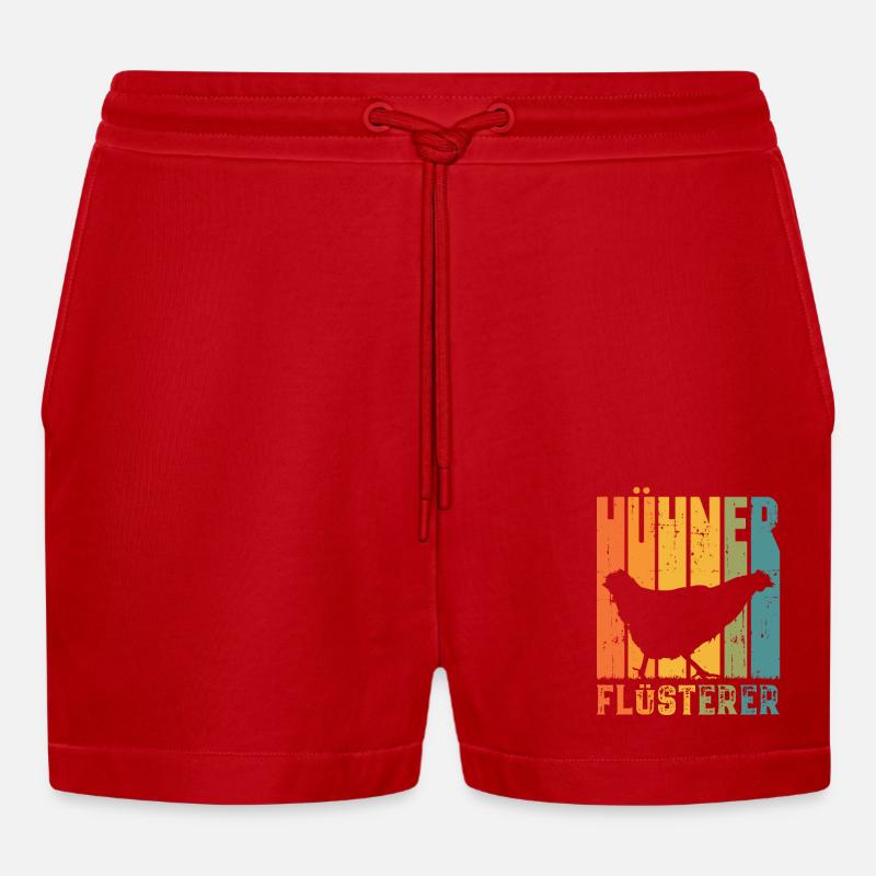 Hühner Flüsterer - Organic Relaxed Cropped Shorts Made in EU - Rot
