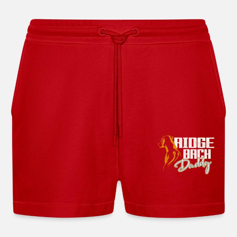 Rhodesian Ridgeback Daddy - Organic Relaxed Cropped Shorts Made in EU - Rot