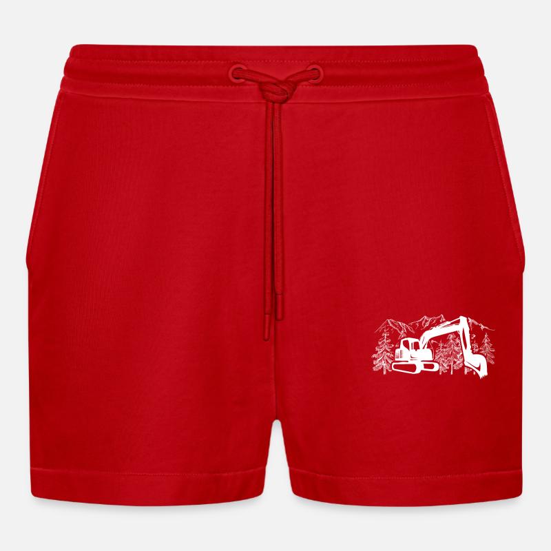 Baggerfahrer geschenkideen - Organic Relaxed Cropped Shorts Made in EU - Rot