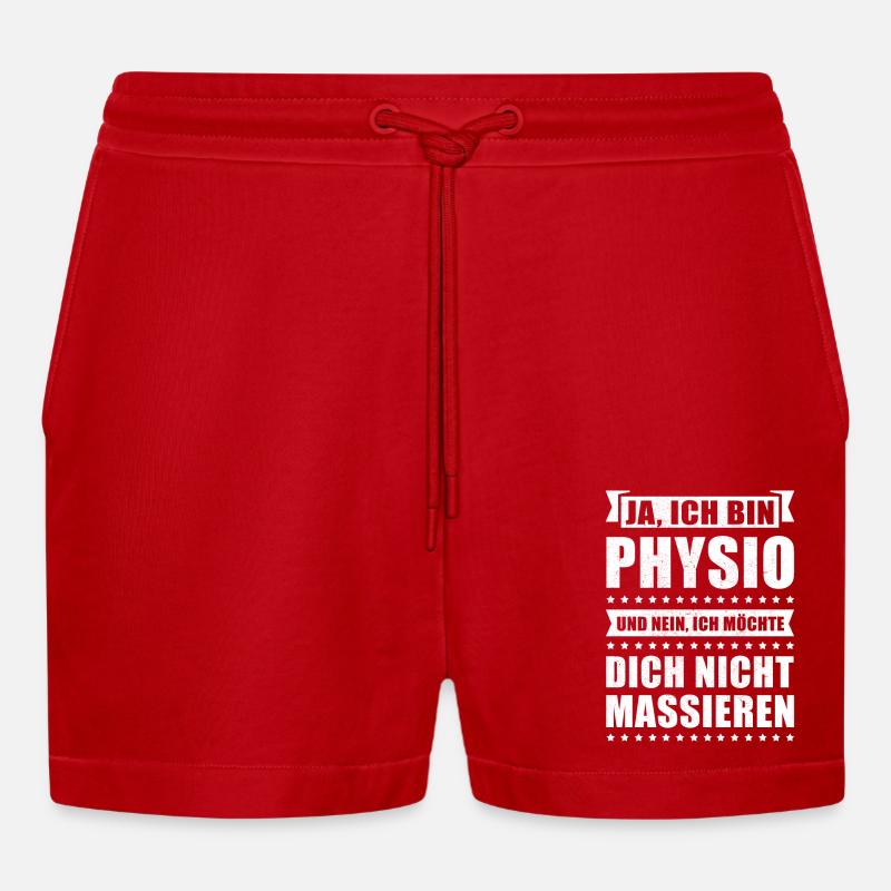 Physiotherapeut Geschenk Ich bin Physio - Organic Relaxed Cropped Shorts Made in EU - Rot