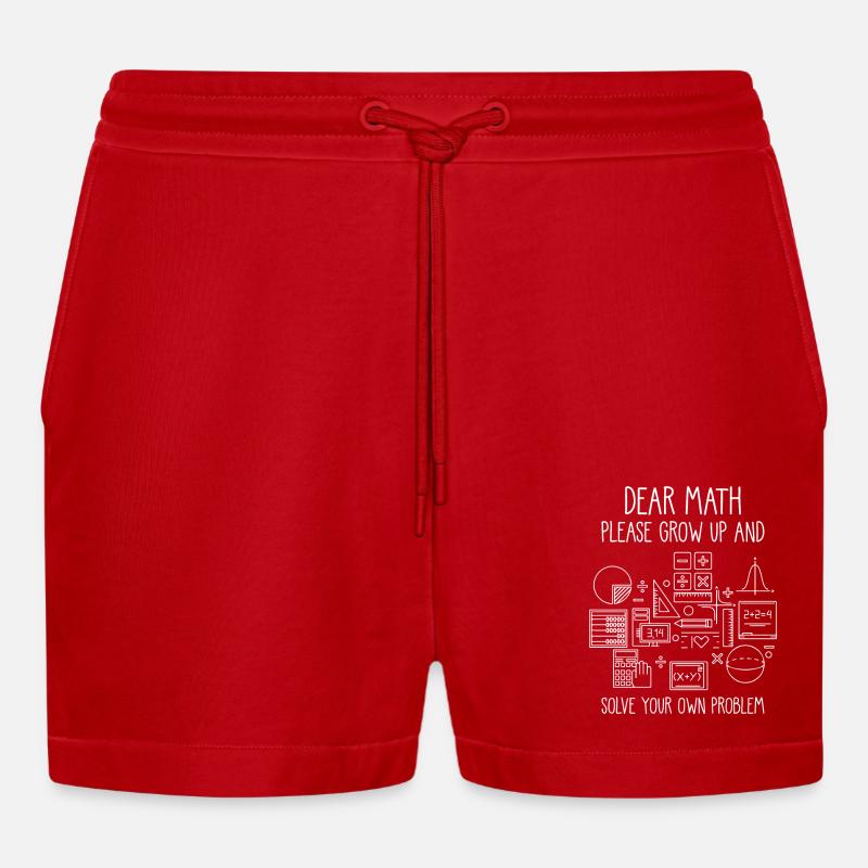 Math saying math grow up - Organic Relaxed Cropped Shorts Made in EU - red
