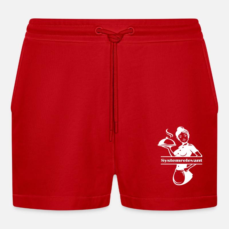Kellnerin Restaurant Systemrelevant - Organic Relaxed Cropped Shorts Made in EU - Rot