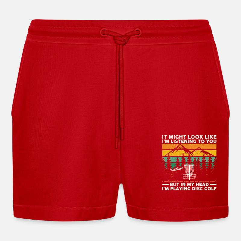 Discgolf | Discgolfer Discgolfspieler Geschenk - Organic Relaxed Cropped Shorts Made in EU - Rot
