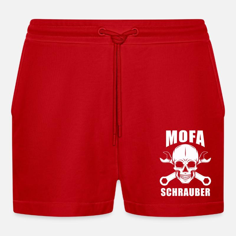 Mofa Screwdriver Mofa Screwdriver - Organic Relaxed Cropped Shorts Made in EU - red