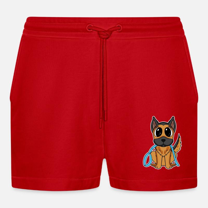 Deutscher Schäferhund - Organic Relaxed Cropped Shorts Made in EU - Rot
