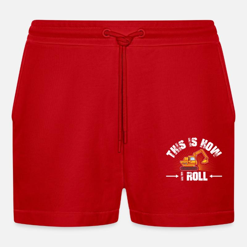 Baggerfahrer Baggern Baggerführer Bagger Geschenk - Organic Relaxed Cropped Shorts Made in EU - Rot