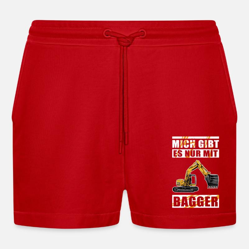 Baggerfahrer Baggerführer Baggern Bagger Geschenk - Organic Relaxed Cropped Shorts Made in EU - Rot