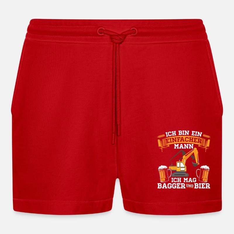 Baggerfahrer | Baggerführer Bagger Geschenk - Organic Relaxed Cropped Shorts Made in EU - Rot