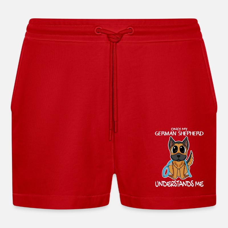 Deutscher Schäferhund - Organic Relaxed Cropped Shorts Made in EU - Rot