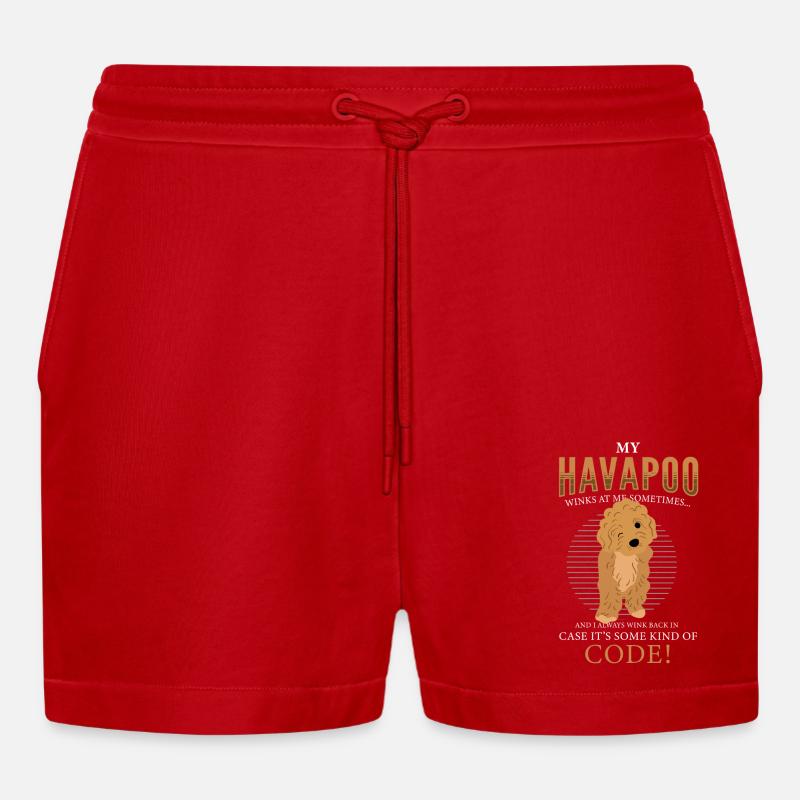havapoo, havapoo poodle hybrid, havapoo humor, - Organic Relaxed Cropped Shorts Made in EU - red