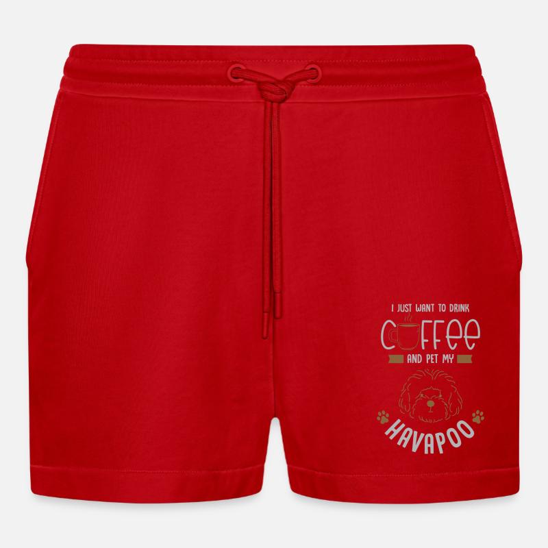 havapoo, havapoo Havaneser, caniche, - Short bio décontracté court fabriqué en UE - rouge