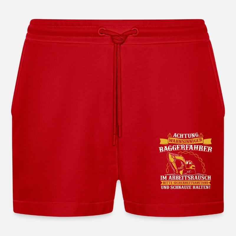 Baggerfahrer Baggerführer Baggern Bagger Geschenk - Organic Relaxed Cropped Shorts Made in EU - Rot