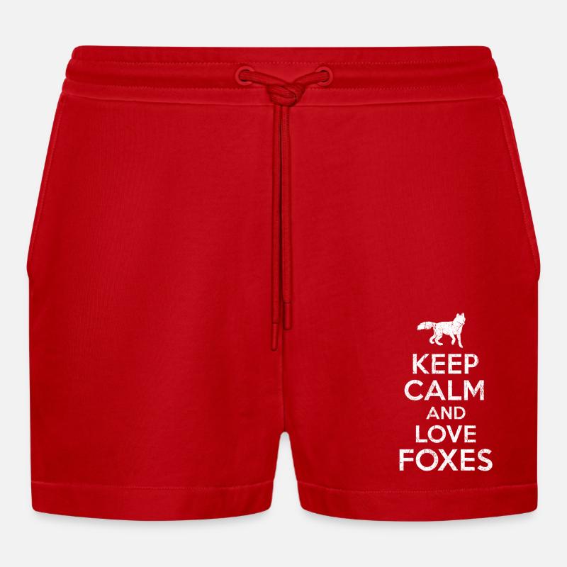 Fuchs Spruch Keep calm - Organic Relaxed Cropped Shorts Made in EU - Rot
