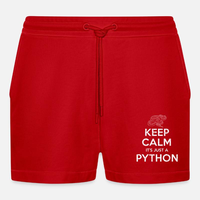 Python Schlange - Organic Relaxed Cropped Shorts Made in EU - Rot