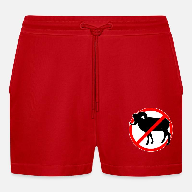 Ziegen oder Mufflons verboten - Ziege - Organic Relaxed Cropped Shorts Made in EU - Rot