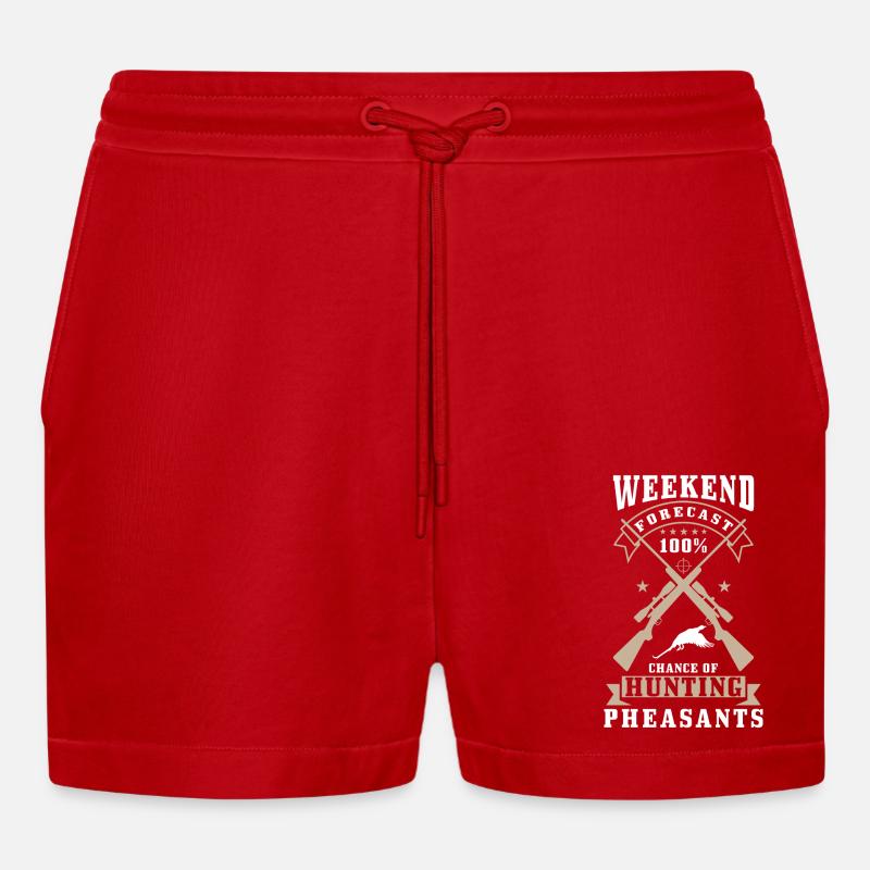 Fasan Jäger Spruch - Organic Relaxed Cropped Shorts Made in EU - Rot
