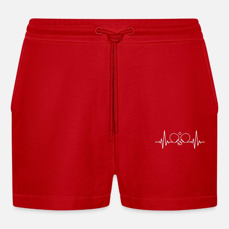 Ping Pong Herzfrequenz und Lebensstil - Organic Relaxed Cropped Shorts Made in EU - Rot