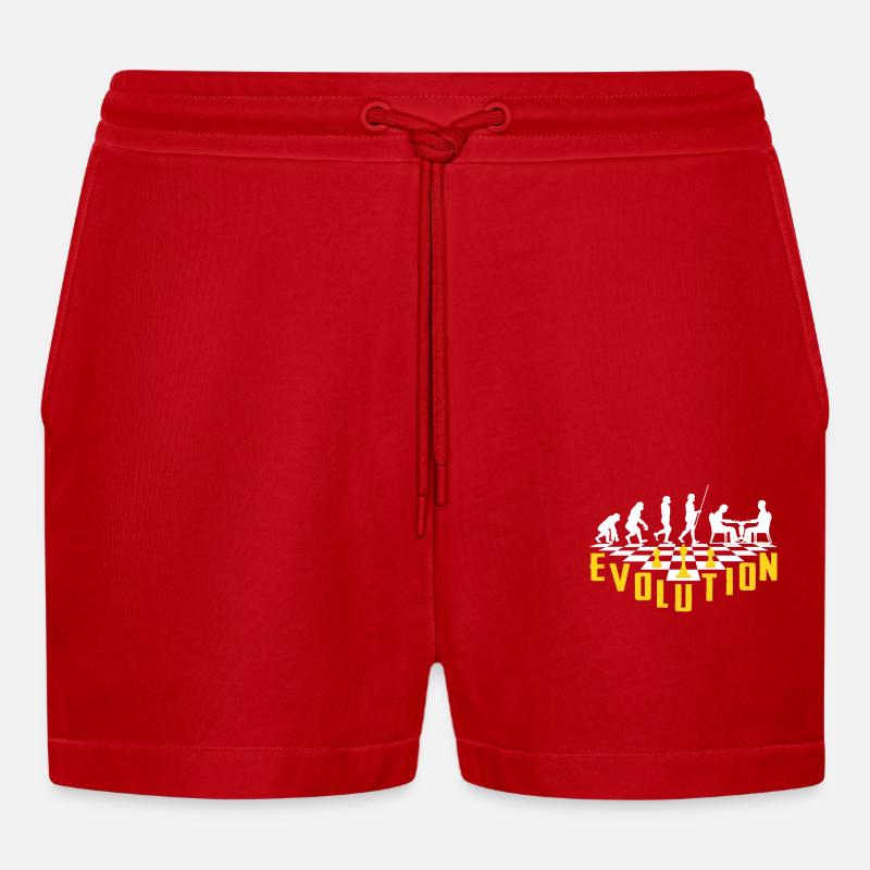 Die Evolution des Schachs - Organic Relaxed Cropped Shorts Made in EU - Rot