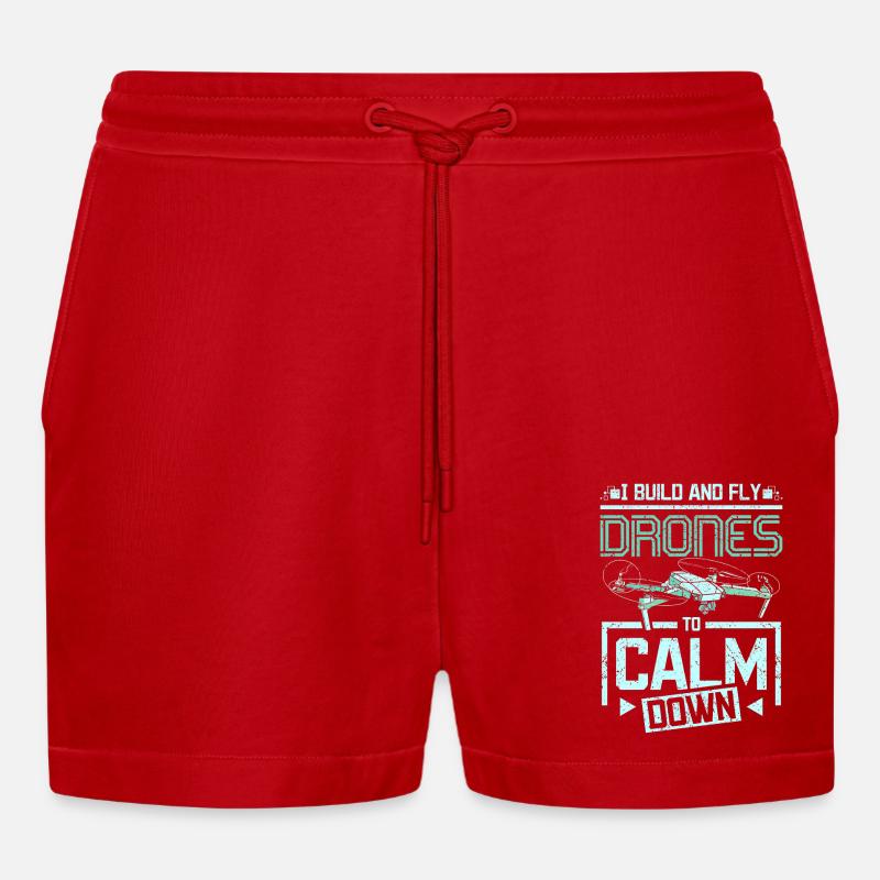 Fly drones to calm down - Organic Relaxed Cropped Shorts Made in EU - Rot