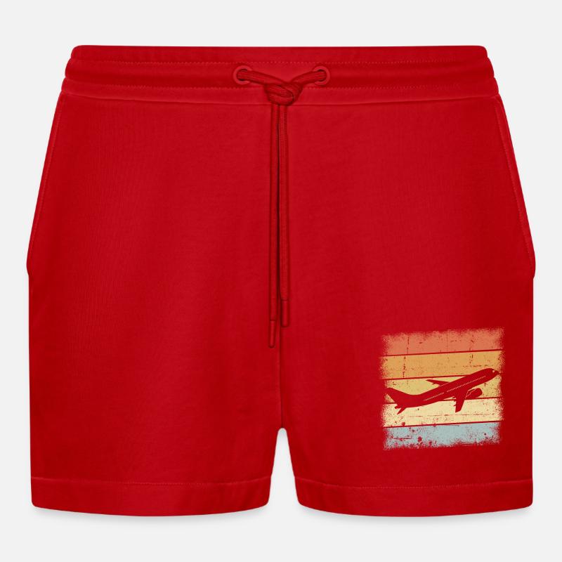 Pilot Geschenk - Organic Relaxed Cropped Shorts Made in EU - Rot