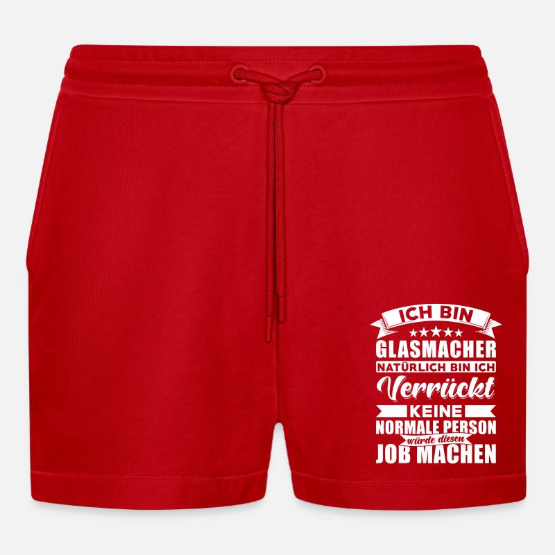 Glasmacher Beruf Spruch - Organic Relaxed Cropped Shorts Made in EU - Rot