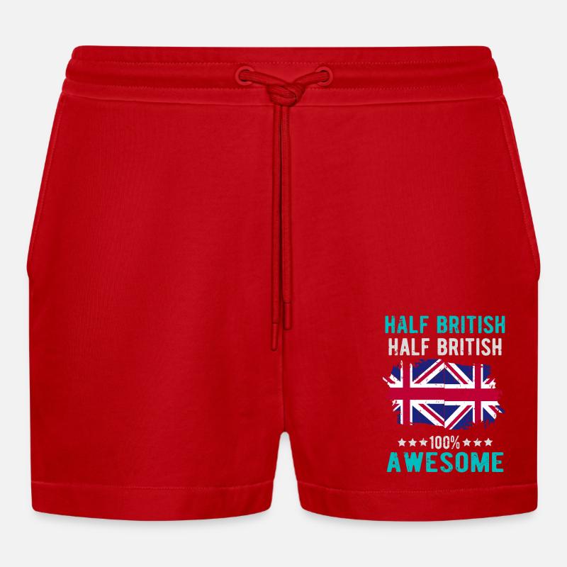 Halb Brite Halb Britisch - Organic Relaxed Cropped Shorts Made in EU - Rot