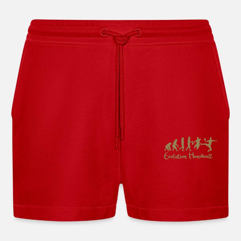 Evolution Handball Gift - Organic Relaxed Cropped Shorts Made in EU - red