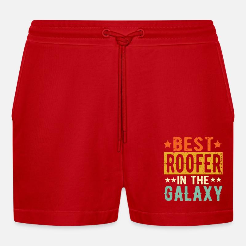 Best Dachdecker ever Dachdecker Geschenk - Organic Relaxed Cropped Shorts Made in EU - Rot