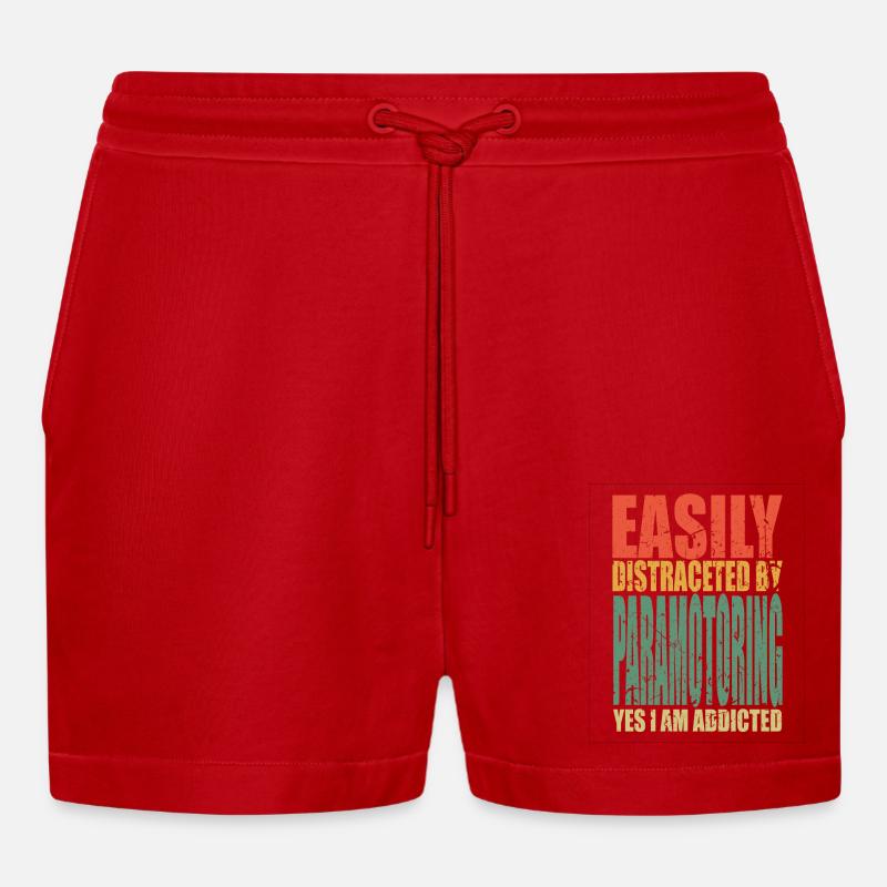 Paramotoring Spruch lustig - Organic Relaxed Cropped Shorts Made in EU - Rot