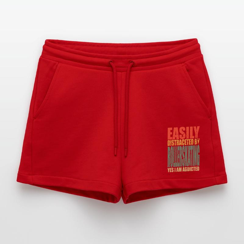 Rollerskating saying funny Organic Relaxed Cropped Shorts Made in EU