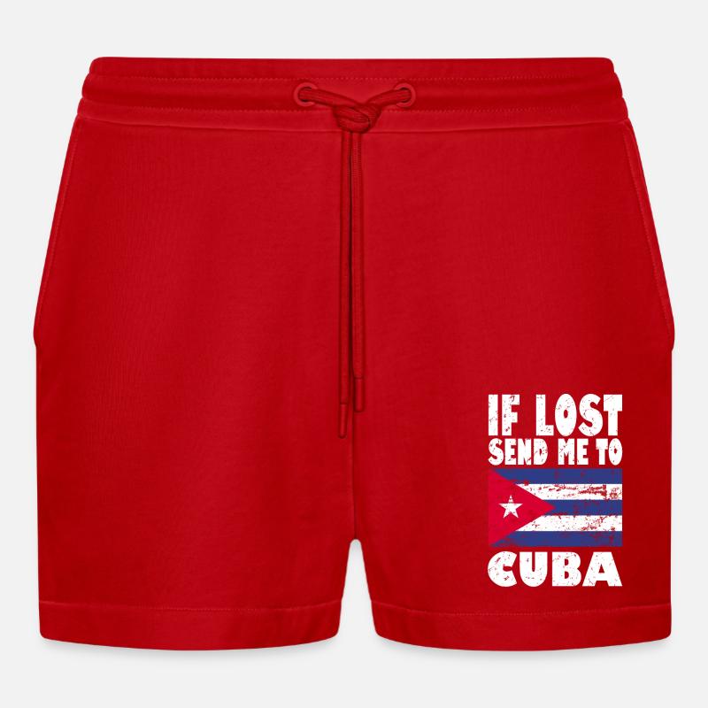 Drapeau de Cuba - Short bio décontracté court fabriqué en UE - rouge