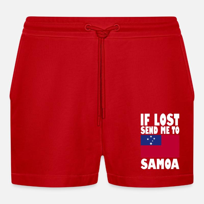 Samoa Flagge Spruch - Organic Relaxed Cropped Shorts Made in EU - Rot