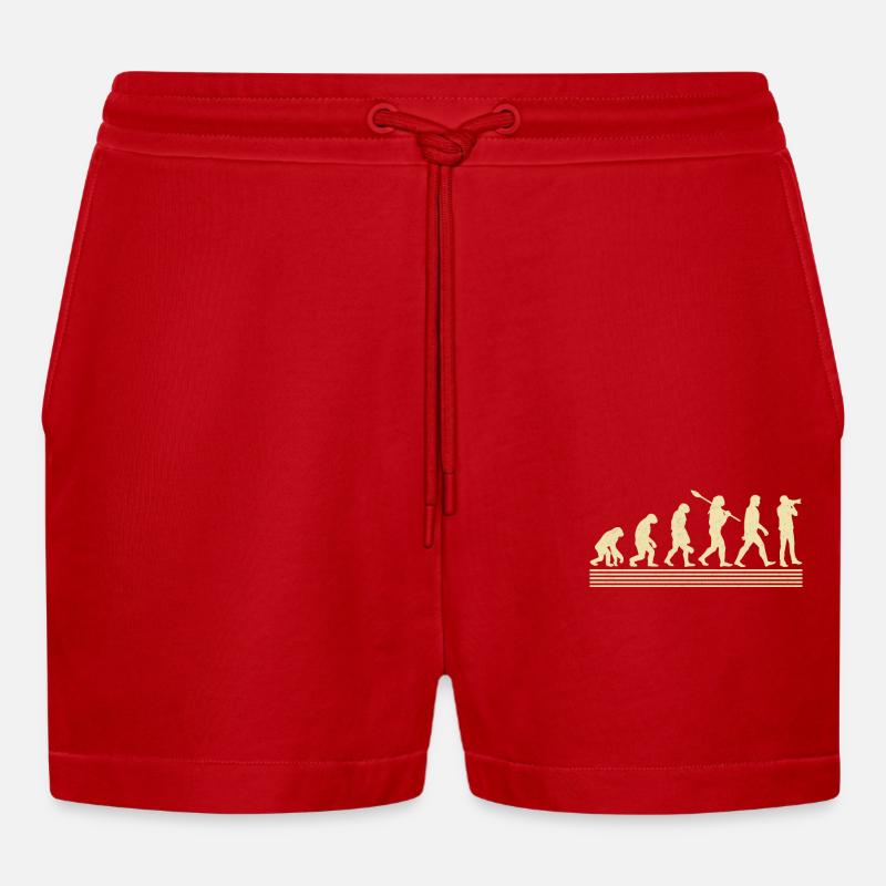 Photographer Evolution - Organic Relaxed Cropped Shorts Made in EU - red