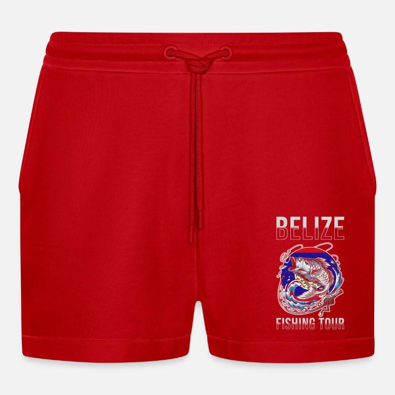 Excursion de pêche au Belize - Short bio décontracté court fabriqué en UE - rouge