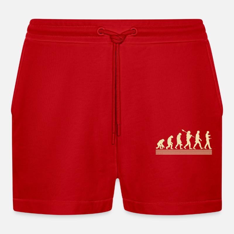 Engineering evolution - Organic Relaxed Cropped Shorts Made in EU - red