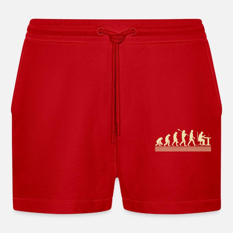 Evolution Des Computerprogrammierers - Organic Relaxed Cropped Shorts Made in EU - Rot