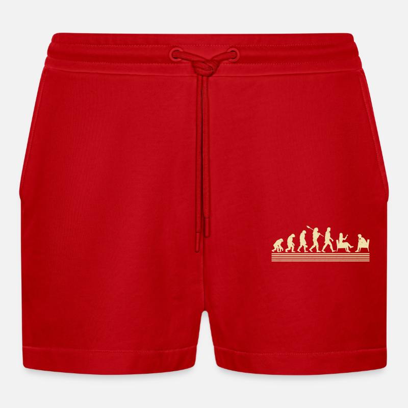 Evolution Des Schulberaters - Organic Relaxed Cropped Shorts Made in EU - Rot