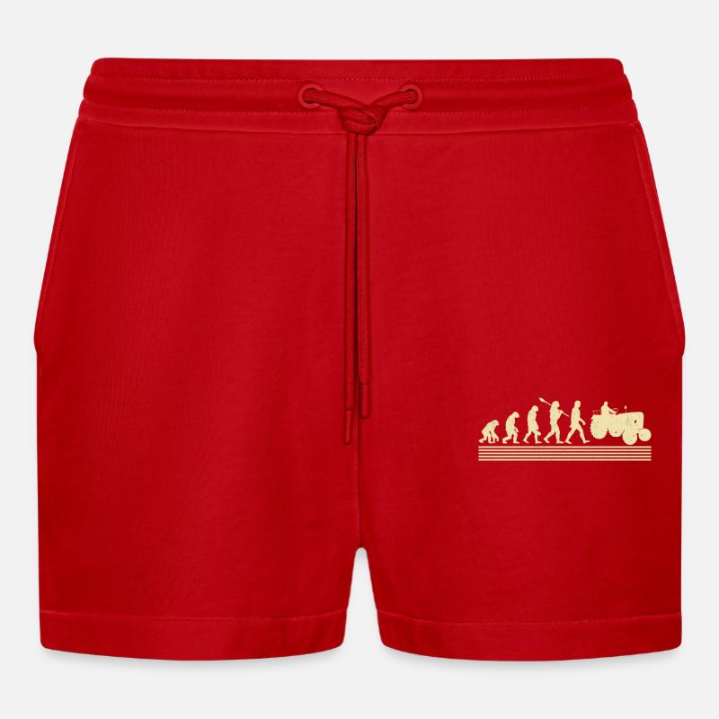 Farmer evolution - Organic Relaxed Cropped Shorts Made in EU - red