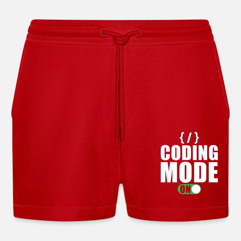 Coder Entwickler Programmierer Geschenk - Organic Relaxed Cropped Shorts Made in EU - Rot