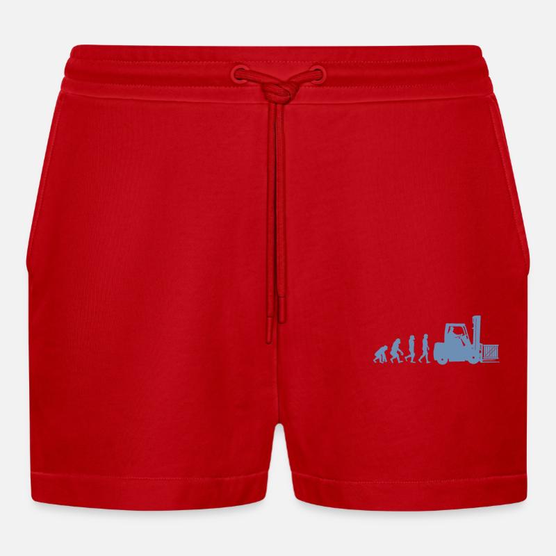 Evolution eines Staplerfahrer - Organic Relaxed Cropped Shorts Made in EU - Rot