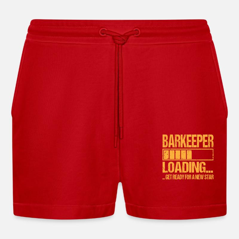 Bartender loading Bartender Training - Organic Relaxed Cropped Shorts Made in EU - red