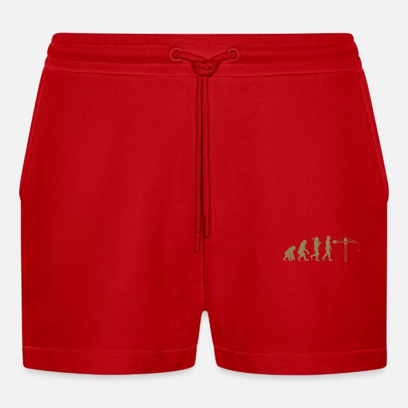 Kranführer Evolution - Organic Relaxed Cropped Shorts Made in EU - Rot