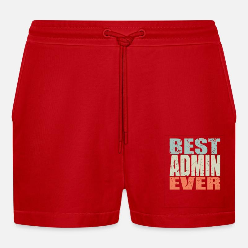 Best Admin ever Admin Geschenk - Organic Relaxed Cropped Shorts Made in EU - Rot