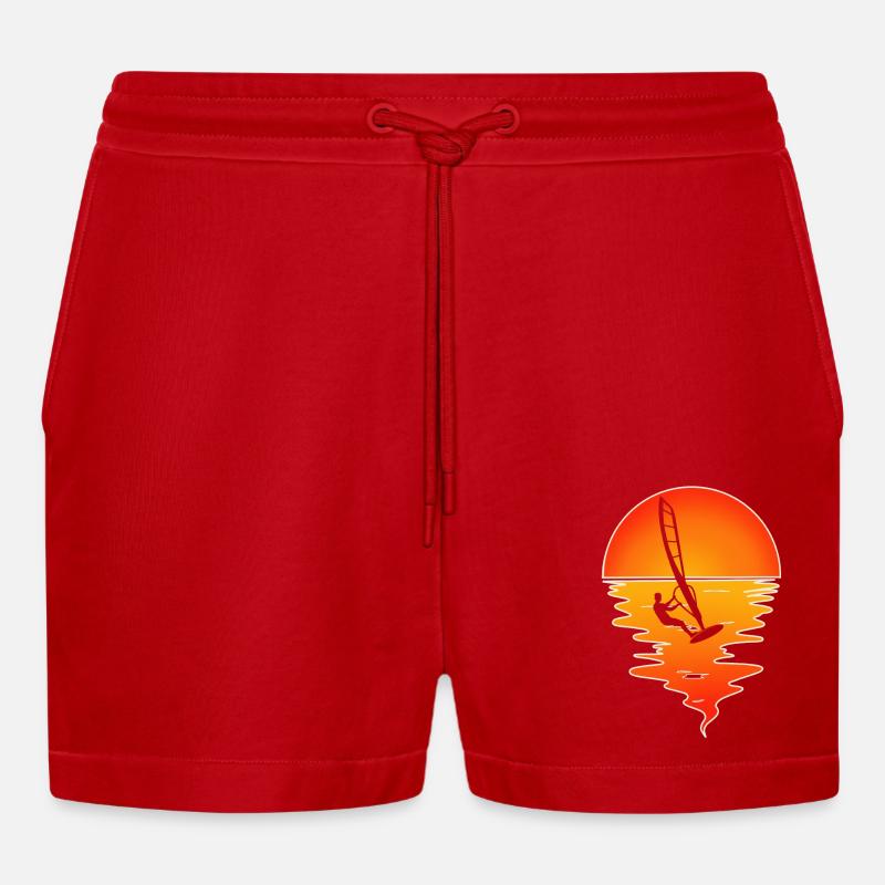 Windsurfen Windsurfer Windsurf - Organic Relaxed Cropped Shorts Made in EU - Rot
