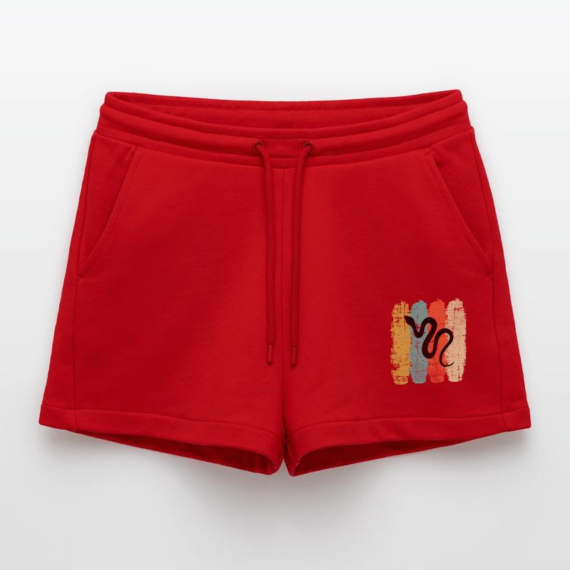 Snake Retro Reptile Python Gift idea Organic Relaxed Cropped Shorts Made in EU