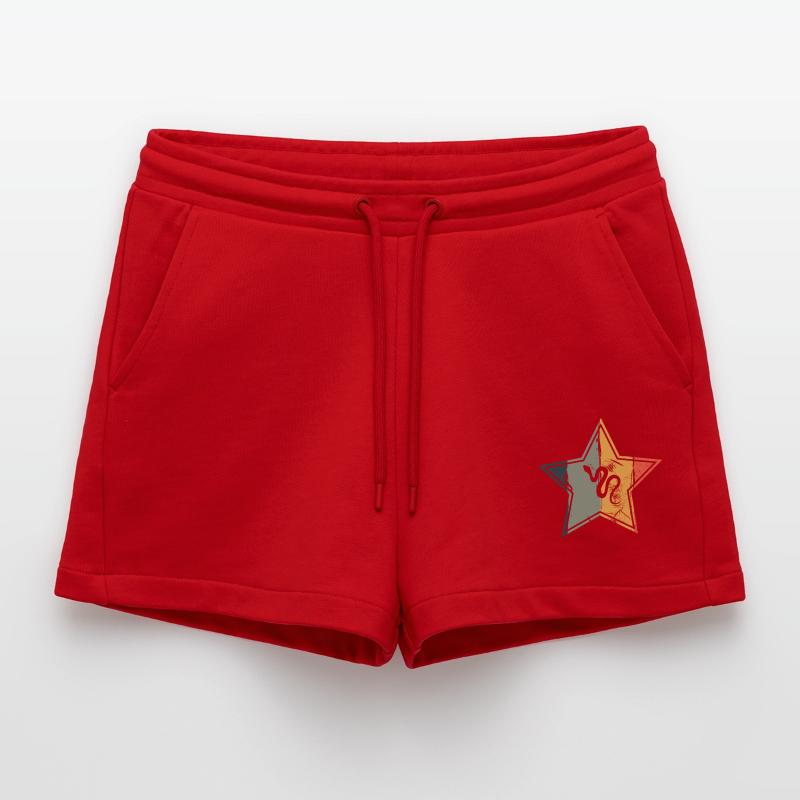 Snake Retro Reptile Python Gift idea Organic Relaxed Cropped Shorts Made in EU