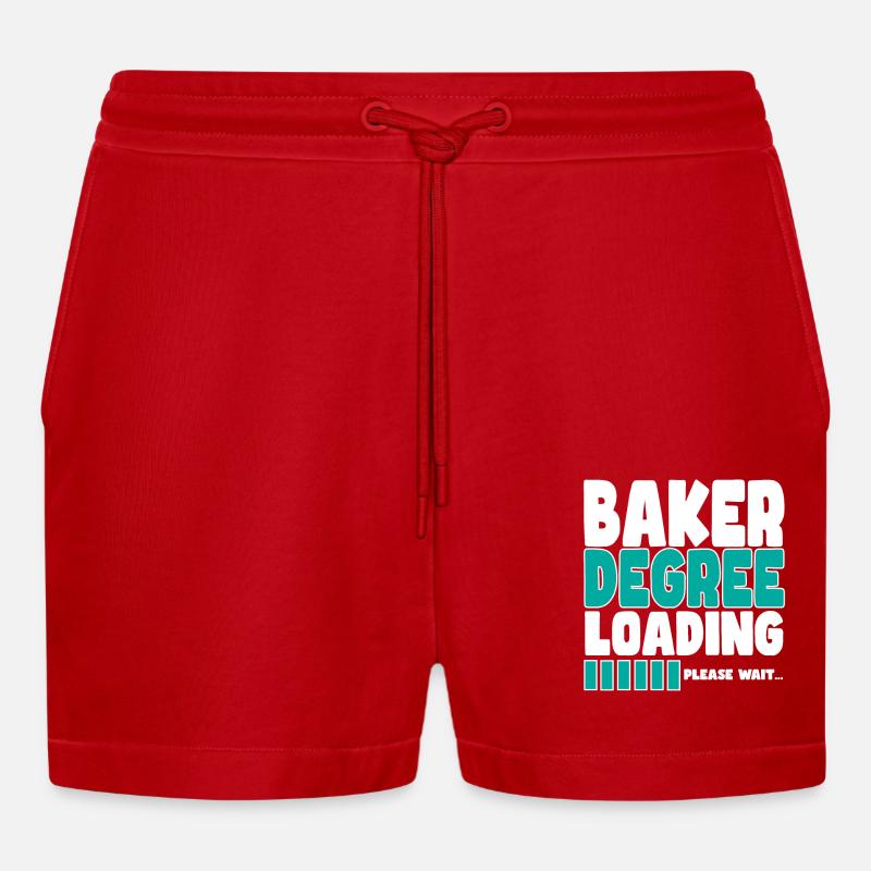 Baker invites training - Organic Relaxed Cropped Shorts Made in EU - red
